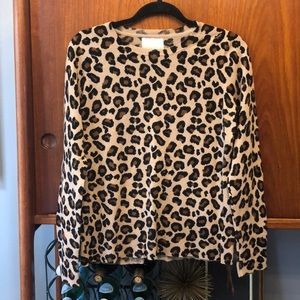 NWOT 100% 2 - ply cashmere leopard sweater size M